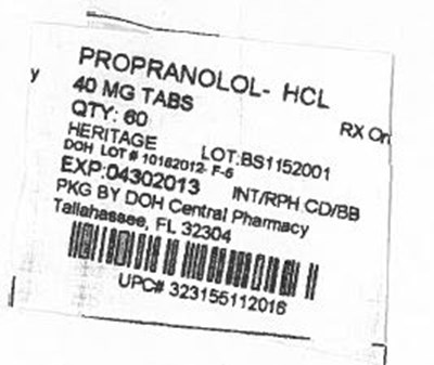 Label Image For 40mg (Propranolol HCl 40mg)